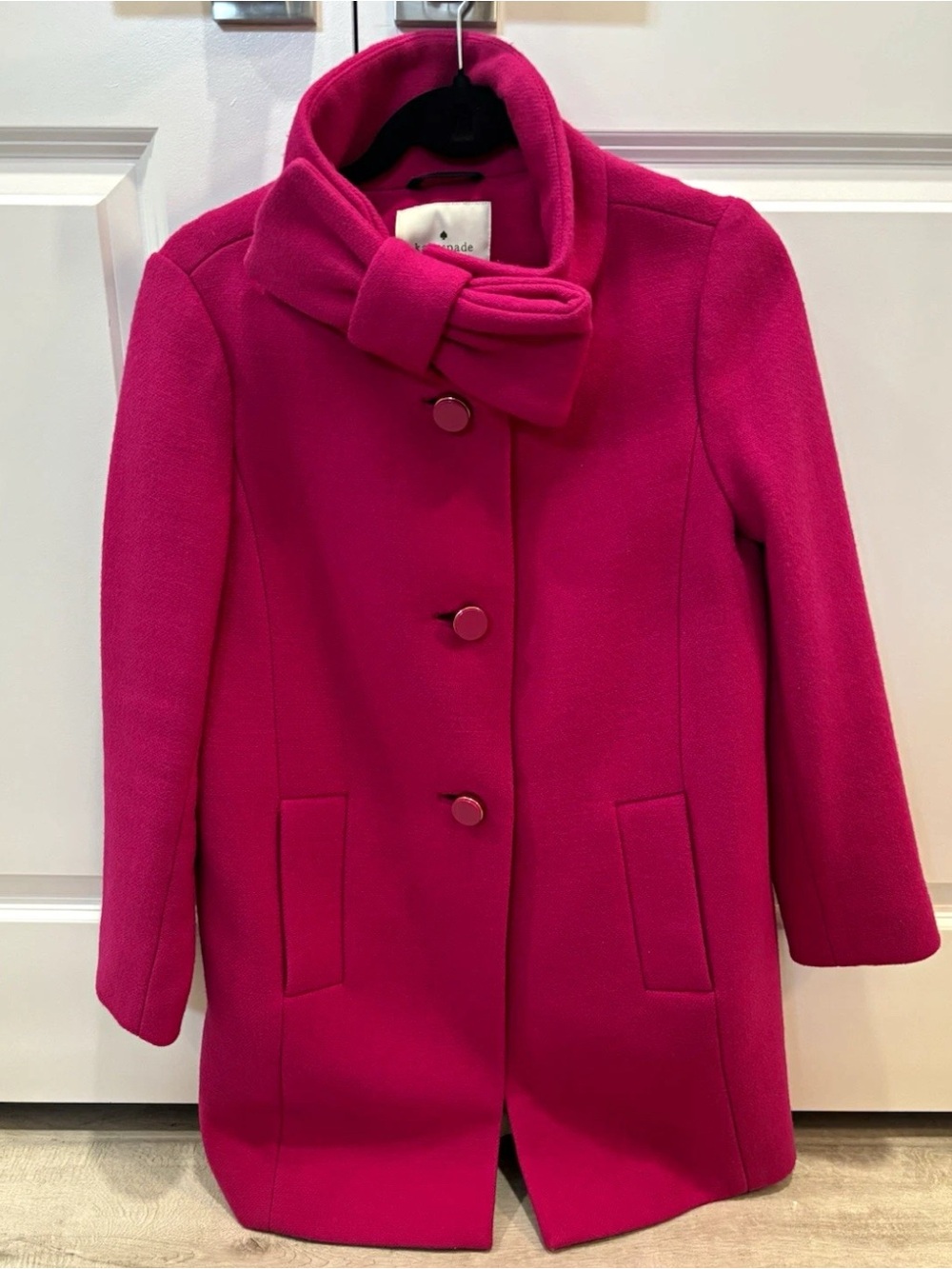 kate spade Bright Fuchsia Bow-Collar Pea Coat